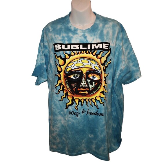 Sublime Band Mens T Shirt Size Large Blue 40 oz To Freedom Graphic Tie Dye - Picture 1 of 5